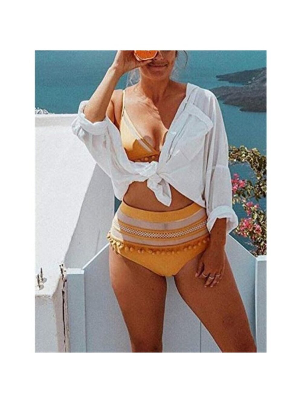 Women's Long Sleeve Beach Shirt Blouses Bathing Suit Cover Up - Picture 5 of 5